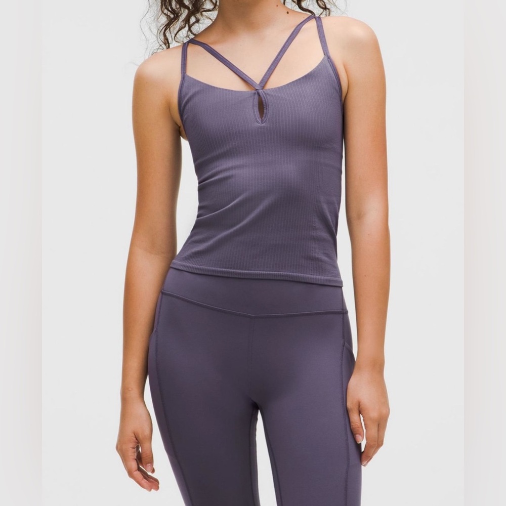 Lululemon EBB TO STREET STRAPPY CROPPED TANK B/C in NIGHT FALL SZ 4 NWT